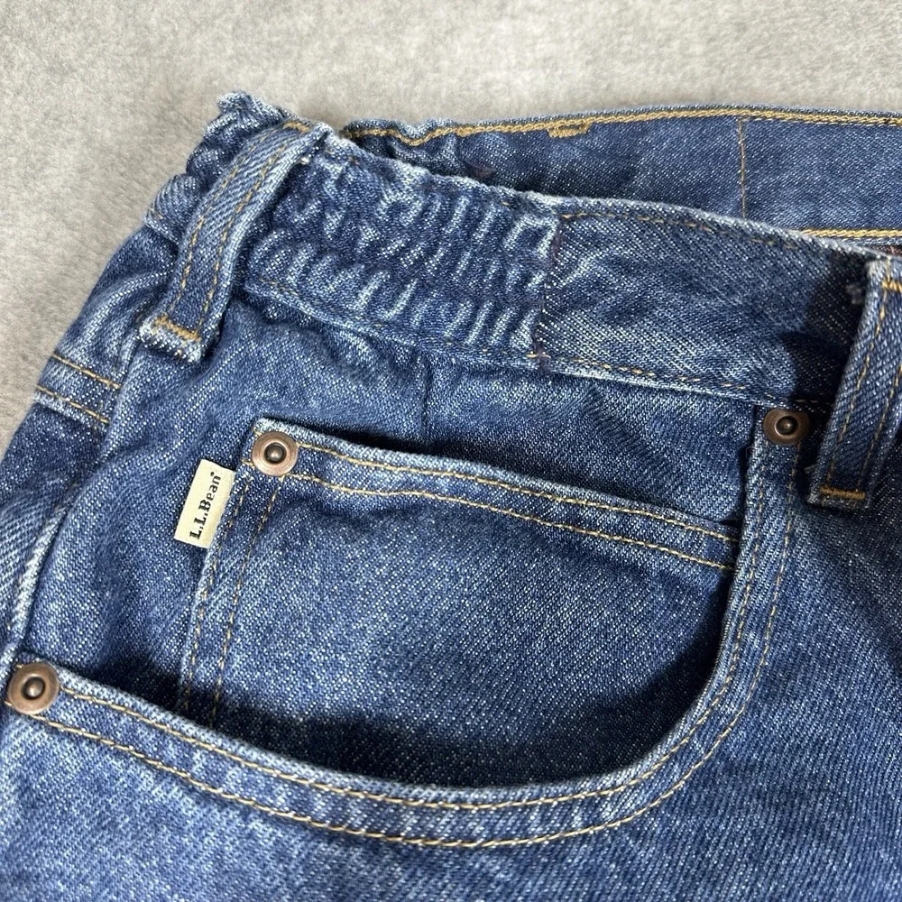 LL Bean Men's Flannel Lined Vintage 90s Jeans 36x30 Elastic Waist Workwear Warm